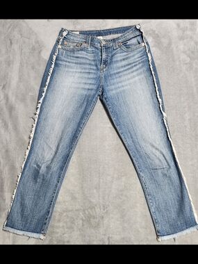 True Religion Colette Outseam Fringe Jeans 29